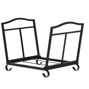 Outsunny Estante para Leña Plegable Leñero Interior y Exterior Metálico con Rejilla y Base Elevada Carga Máx. 50 kg 48x34x37 cm Negro