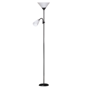 Lampa de Podea Moderna HOMCOM cu Lumina de Citit Reglabila, Lampa de Podea - Negru