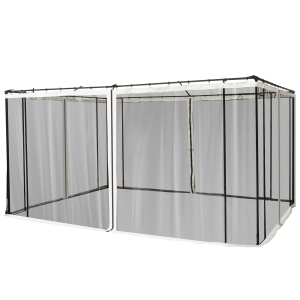 Outsunny Plasa de Tantari pentru Corturi cu Perdele de Rezerva Universale cu Balamale, 335x207cm - Negru / Bej