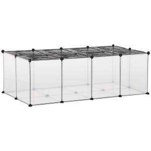 PawHut Cuca Metalica Modulara pentru Hamsteri si Rozatoare cu Accesorii pentru Montaj, Rasina si Otel, 140x70x45cm