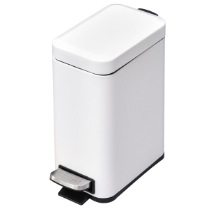 HOMCOM Cos de Gunoi cu pedala, Capacitate 5 l, 29.2 x 14 x 32 cm, Metal, Alb