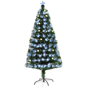 HOMCOM Brad de Craciun artificial de 120 cm cu 130 de ramuri, lumina LED cu fibra optica