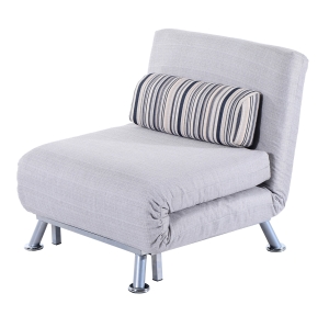 Homcom Fotoliu Extensibil din Fier și Bumbac cu Pernă cu Dungi 75 x 70 x 75cm Gri