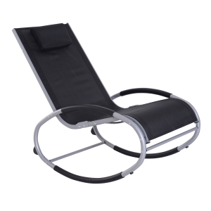 Outsunny Scaun Balansoar de Gradina Impermeabil in Aluminiu, Negru 120x61x88cm
