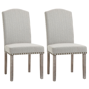 HOMCOM Set 2 Scaune Captusite Stil Classic pentru Living si Sufragerie Gri Deschis