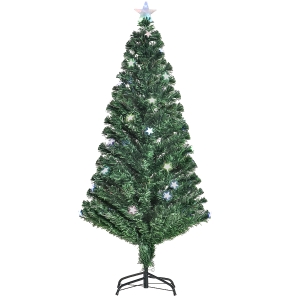HOMCOM Brad de Craciun Artificial 150cm 36 Lumini LED si Fibra Optica Colorata