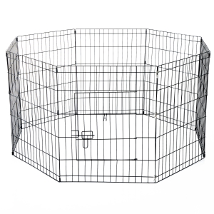 PawHut Țarc pentru Câini Pisici Pui Rozătoare Gard Plasă Cușcă 8 Bucăți 76 x 61cm Negru