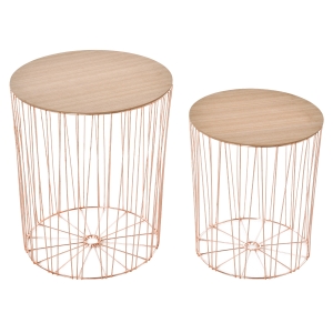 HOMCOM Set 2 Masute Container pentru Living, Masute de Cafea pentru Living si Dormitor cu Blat Detasabil - Lemn