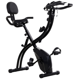 HOMCOM Bicicleta Magnetica Pliabila de Camera din Otel Negru cu Benzi Elastice