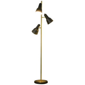 HOMCOM Lampa de podea de 150 cm, cu 3 abajururi reglabile, baza rotunda