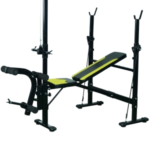 HOMCOM Banca Fitness Spatar Reglabil pe 3 Nivele Suport Picioare si Bara