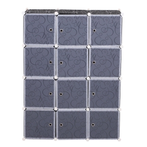 Homcom Dulap Haine Modular 12 Cuburi DIY in PP Alb si Negru 111x47x145cm