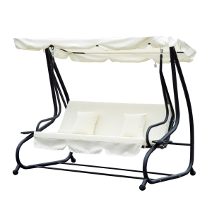 Outsunny sezlong gradina, rabatabil, 200×120×164cm, crem