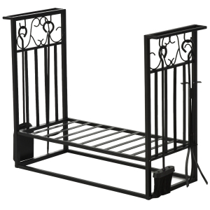 HOMCOM Suport lemne 4 scule din otel Max. 100kg negru