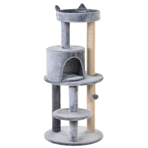 PawHut Ansamblu pentru 1-2 Pisici de 4.5kg cu 3 Niveluri Gri 48x48x104cm