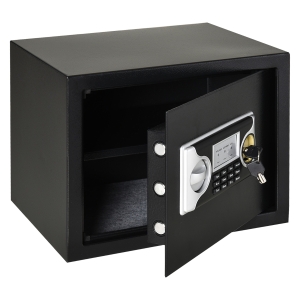 HOMCOM Mini seif electronic cu 2 coduri, cheie si alarma 35x30x39.3 cm