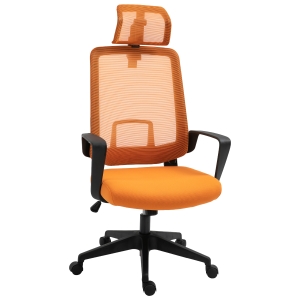 Vinsetto Scaun de Birou Ergonomic si Rotativ cu Tetiera Portocalie