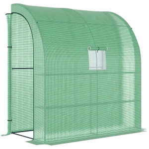 Outsunny Sera de Perete cu 2 Rafturi pentru Plante si Flori din Otel si PE, 200x100x213cm - Verde