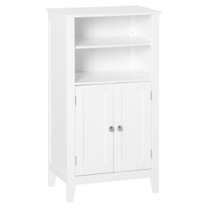 Kleankin Dulpa pentru Baie cu Rafturi Reglabile si 2 Usi din Lemn, Alb 50x30x93cm