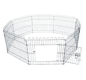 PawHut Țarc pentru Animale Pisici Câini Pui Cușcă din Oțel Φ158 x 61cm Negru