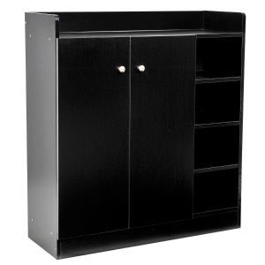 Homcom Dulap Pantofi Lemn Dulap Hol Coridor cu 2 Usi Basculante 3 Rafturi 83 x 30 x 90 cm Negru