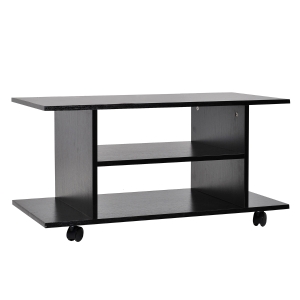 Homcom Mobilier Pentru Tv in Lemn cu Roti, Negru,40x40x80cm