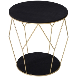 Homcom Masuta Rotunda Design Geometric din Metal si MDF Negru si Auriu