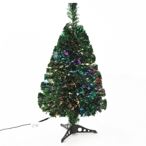 Homcom Brad de Craciun Artificial cu 55 Ramuri din Fibra Optica 60cm, Verde