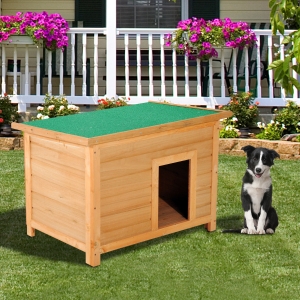 PawHut Cușcă pentru Câini Impermeabilă pentru Extern din Lemn de Brad, 82x58x58cm