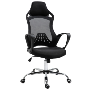 Vinsetto Scaun de Birou Ergonomic in Tesatura de Plasa Transpiranta cu Brate Largi Negru