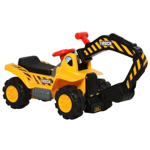 HOMCOM Jucarie de calarit Excavator cu cos containere pentru 3-8 ani