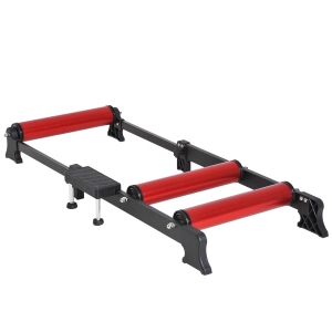 Homcom Rulou Bicicleta Antrenament Lungime Reglabila Negru si Rosu 54x14.5x93-145cm