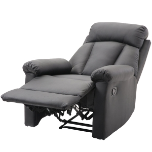 Homcom Fotoliu Relax Rabatabil cu Captuseala Ergonomica cuTaburet in Piele Ecologica,80 × 97 × 107cm Negru