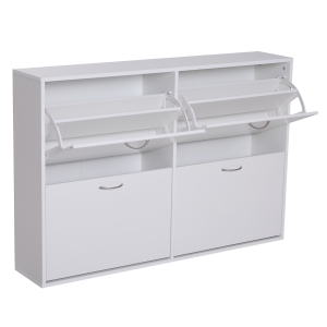 Homcom Dulap Pantofi Capacitate 24 Perechi din Lemn, Alb, 120x24x81cm