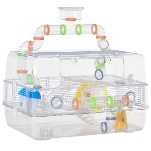 PawHut Cusca pentru Hamsteri cu Tuburi Φ6 cm si Accesorii din Plastic Transparent