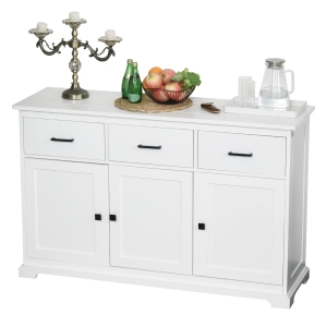 HOMCOM Dulap de bucatarie din lemn alb cu design anti-rasturnare 136x42.5x86 cm