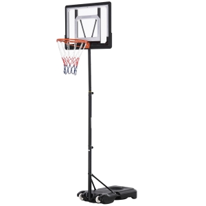 HOMCOM Cos de Basket cu Înaltime reglabila 160-210 cm din otel si baza cu roti