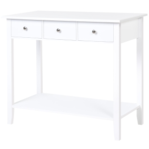 HOMCOM Masa Consola cu 3 Sertare pentru Intrare si Living din lemn de pin, 100x30.5x80cm Culoarea Alba