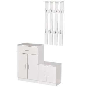Homcom Mobilier de Hol cu Cuier din Lemn Alb, 100x32x187cm