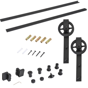 Homcom set accesorii sina pentru usi glisante, negru