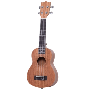 Homcom Ukulele din Lemn din Sapelli cu Cap in lemn African Okoume cu Desen Hawaiian