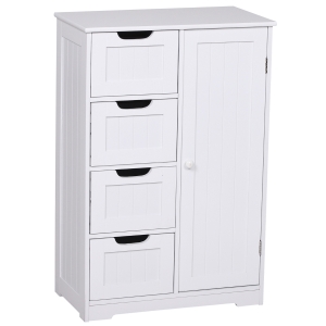 kleankin Mobila de Baie cu Usa Basculanta si Sertare Alb 56 x 30 x83cm