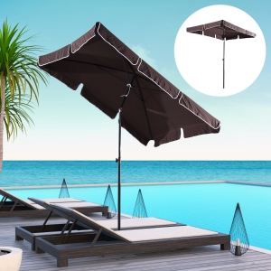 Outsunny Umbrela Parasolarar dreptunghiulara pentru Gradina 200 × 125 × 235cm Maro