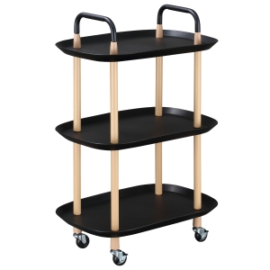 HOMCOM Carucior pentru Servit Mancare de Bucatarie cu 4 Roti Negru si Maro 57.5x36.5x85cm