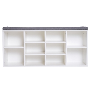 Homcom Bancuta Dulap Pantofi cu Rafturi Reglabile in Lemn Alb si Gri, 104x30x48cm
