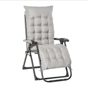 Outsunny Sezlong de Gradina Pliabil cu Spatar Inclinabil si Saltea, 90x65x110cm