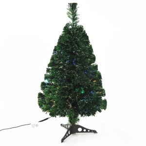 Homcom Brad de Craciun Artificial cu 90 Ramuri in PVC si Fibra Optica 90cm, Verde
