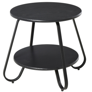 HOMCOM Masuta Rotunda cu blat dublu si cadru din metal negru Φ50 x 46.5cm