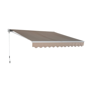 Outsunny Perdea de Soare Copertina retractabila Manuala de Perete in Poliester Impermeabila, Bej, 4x2.5m