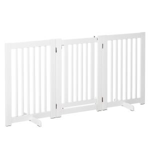 PawHut Poarta de Siguranta pentru Animale Mici cu 3 Panouri din MDF, 155 x 76 cm, Alb